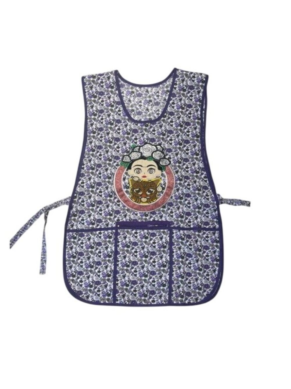 Women Classic Embroidered Mexican Artisan Apron One Size W/Pockets -New